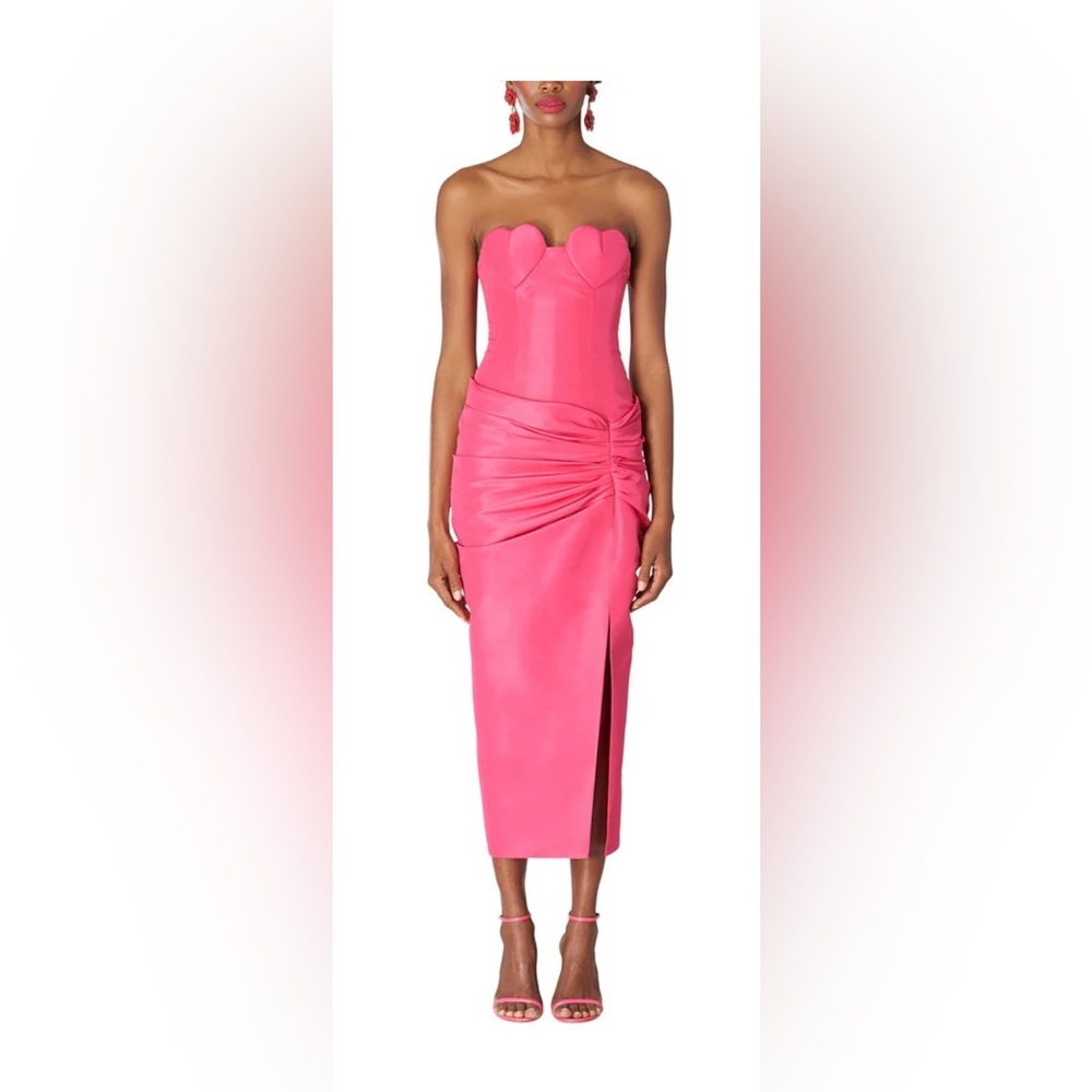 Carolina Herrera Strapless Heart Cup Gathered Waist Silk Dress